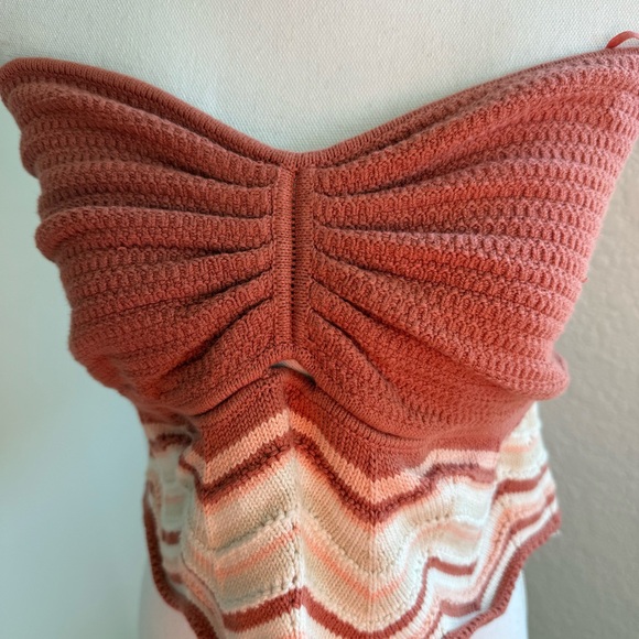 American Eagle Outfitters Cropped Chevron Crochet Tube Top Size XL Boho - Picture 5 of 8